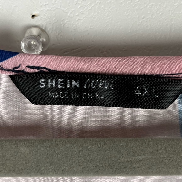 SHEIN Curve Sheath Dress Geometric Print Short Sleeve 4X Multicolored Tie Neck - Picture 11 of 11